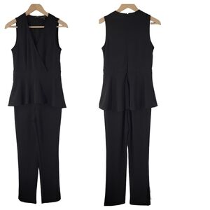 SPENSE Black Peplum Sleeveless Jumpsuit Women Sz 6 One Piece Back-Zip Evening